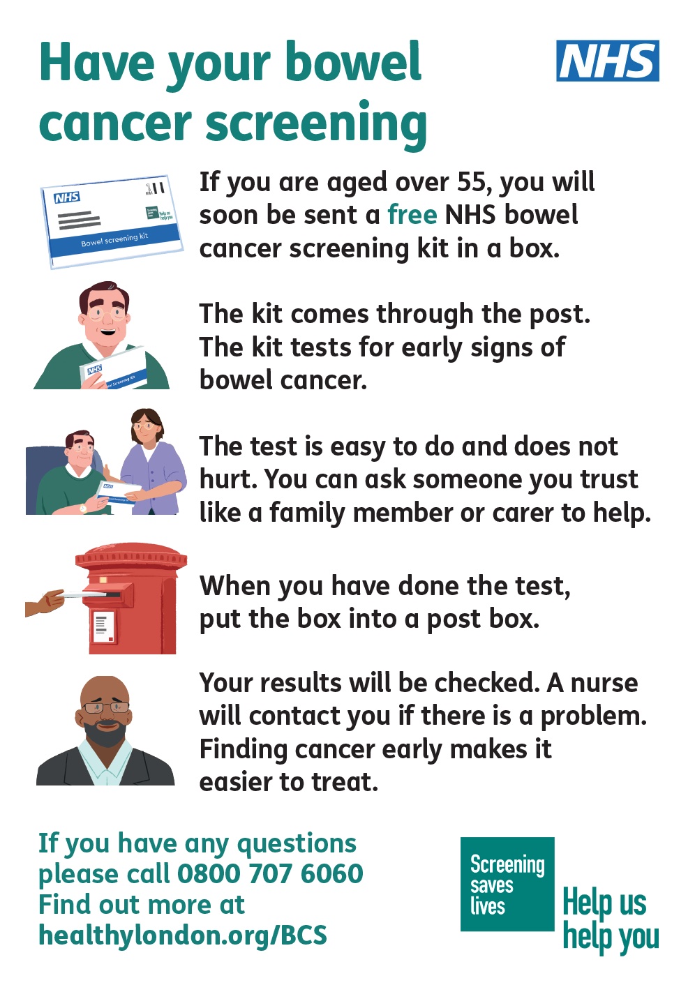 NHS Poster about bowel cancer screening.